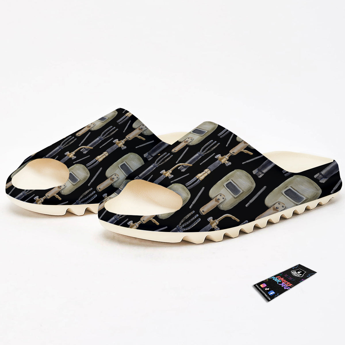 Welder Watercolor Print Pattern Sandals-grizzshop