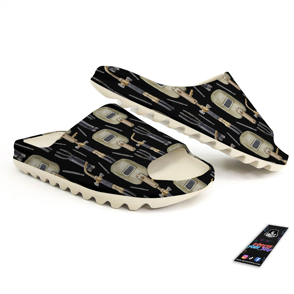 Welder Watercolor Print Pattern Sandals-grizzshop