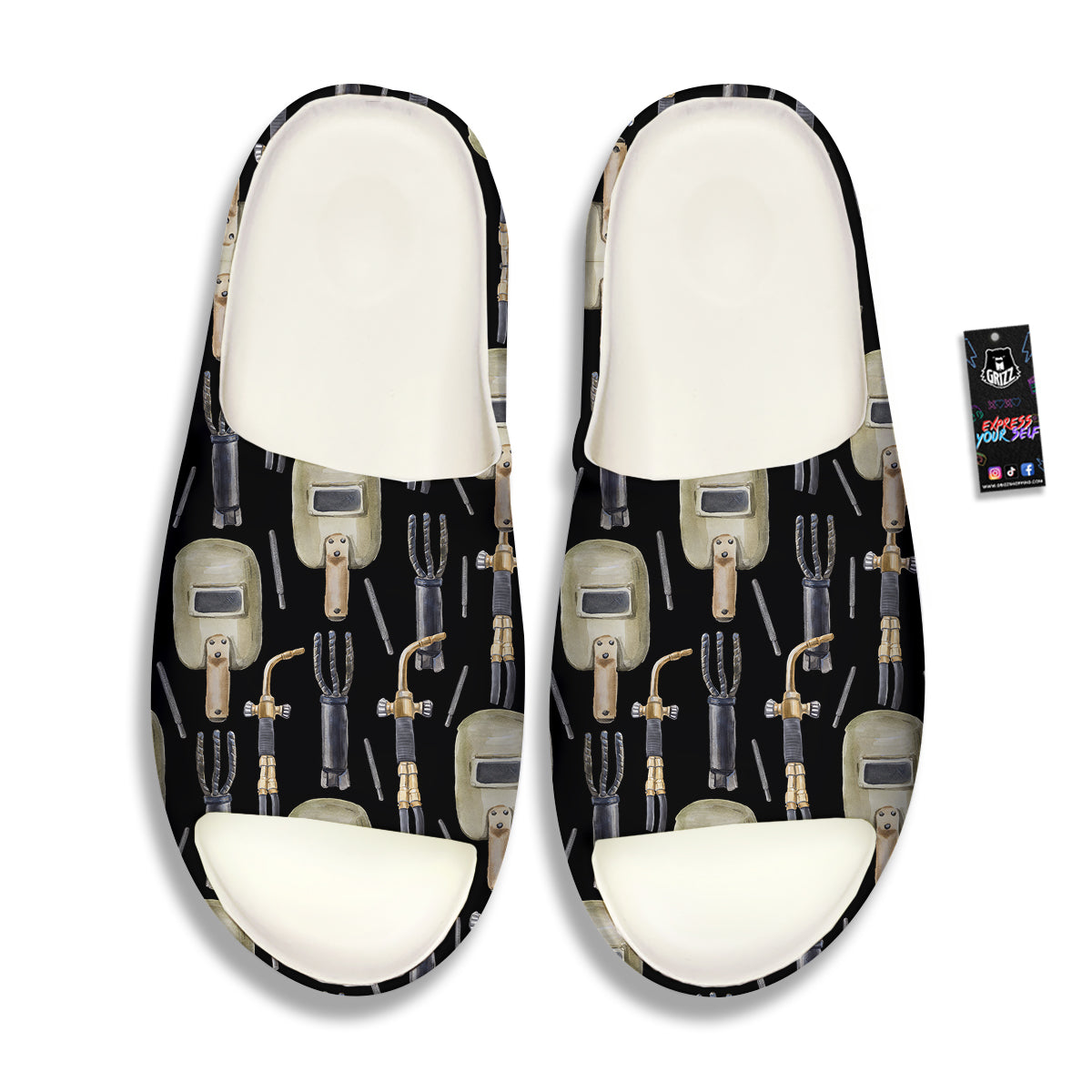 Welder Watercolor Print Pattern Sandals-grizzshop