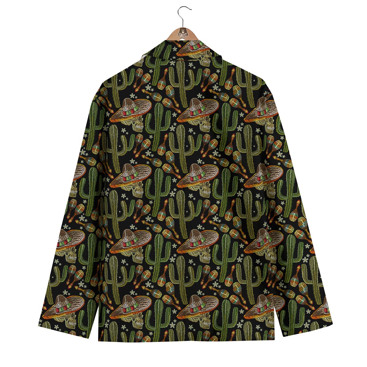 Western Cowboy Cactus Pattern Print Men's Blazer-grizzshop