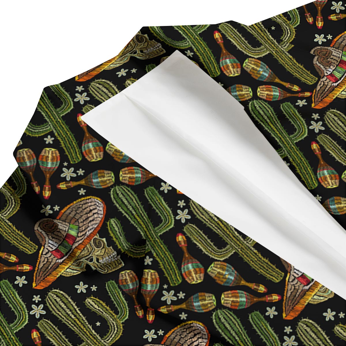 Western Cowboy Cactus Pattern Print Men's Blazer-grizzshop