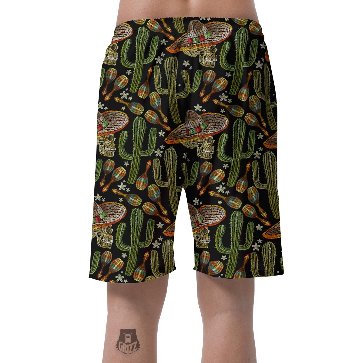 Western Cowboy Cactus Pattern Print Men's Shorts-grizzshop