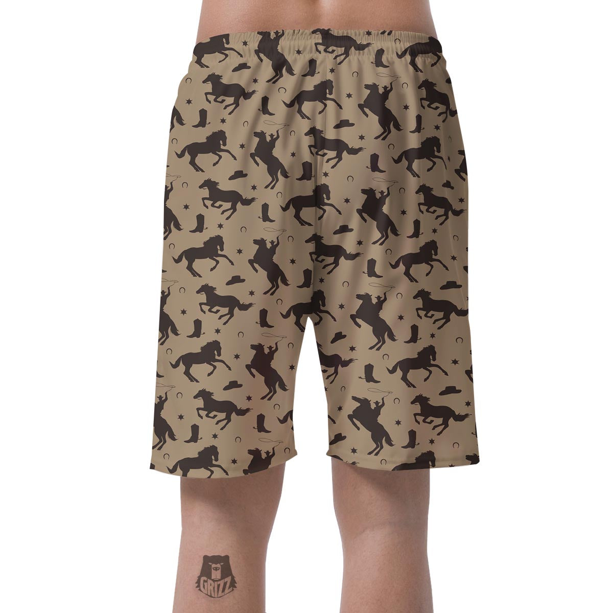 Western Cowboy Print Pattern Men's Shorts-grizzshop