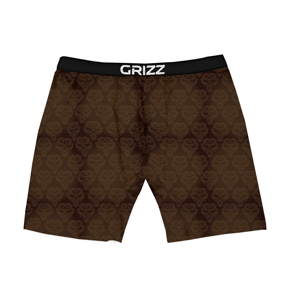 Western Damask Dark Brown Print Boxer Briefs-grizzshop