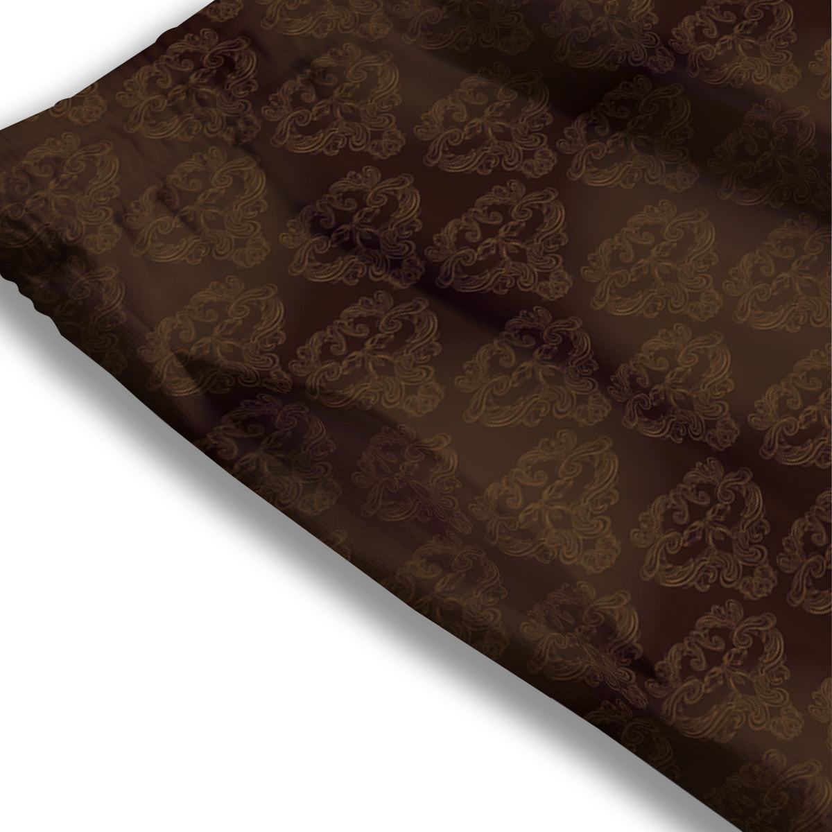 Western Damask Dark Brown Print Mesh Shorts