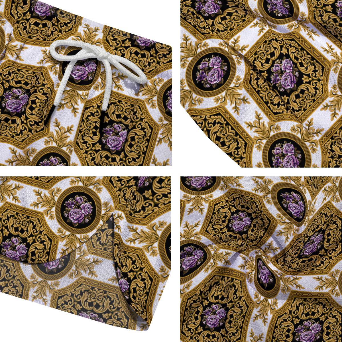Western Damask Ornamental Print Men's Running Shorts-grizzshop