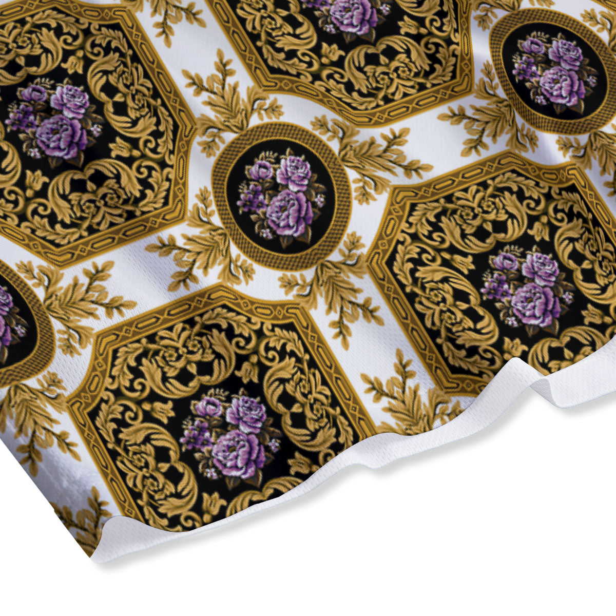 Western Damask Ornamental Print Mesh Shorts