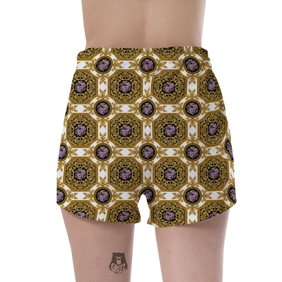 Western Damask Ornamental Print Women's Shorts-grizzshop