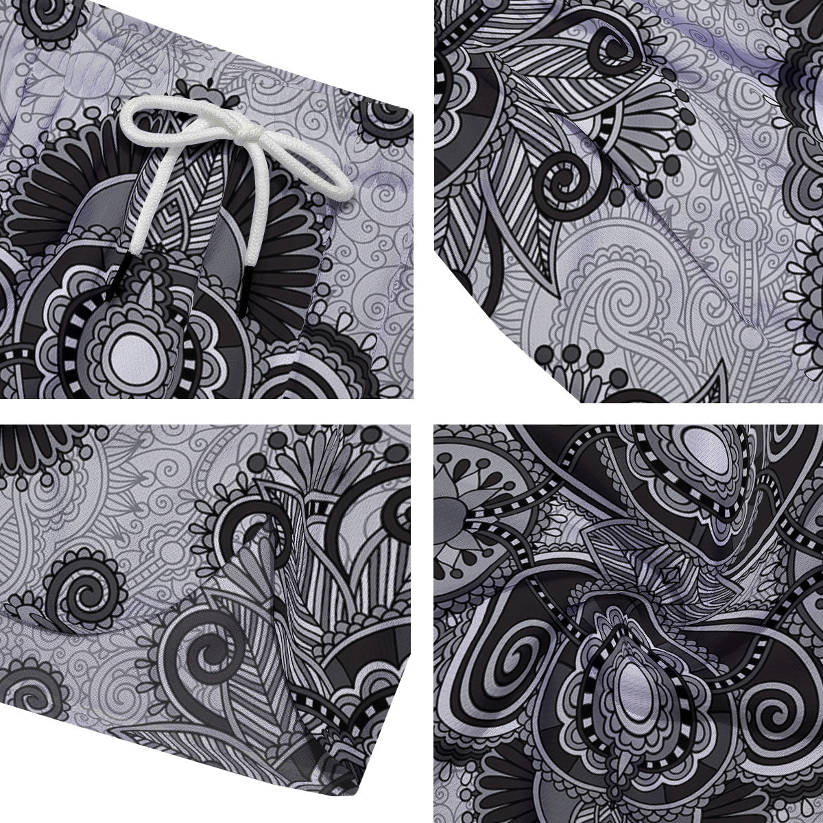Western Floral Grey And Black Print Men's Running Shorts-grizzshop
