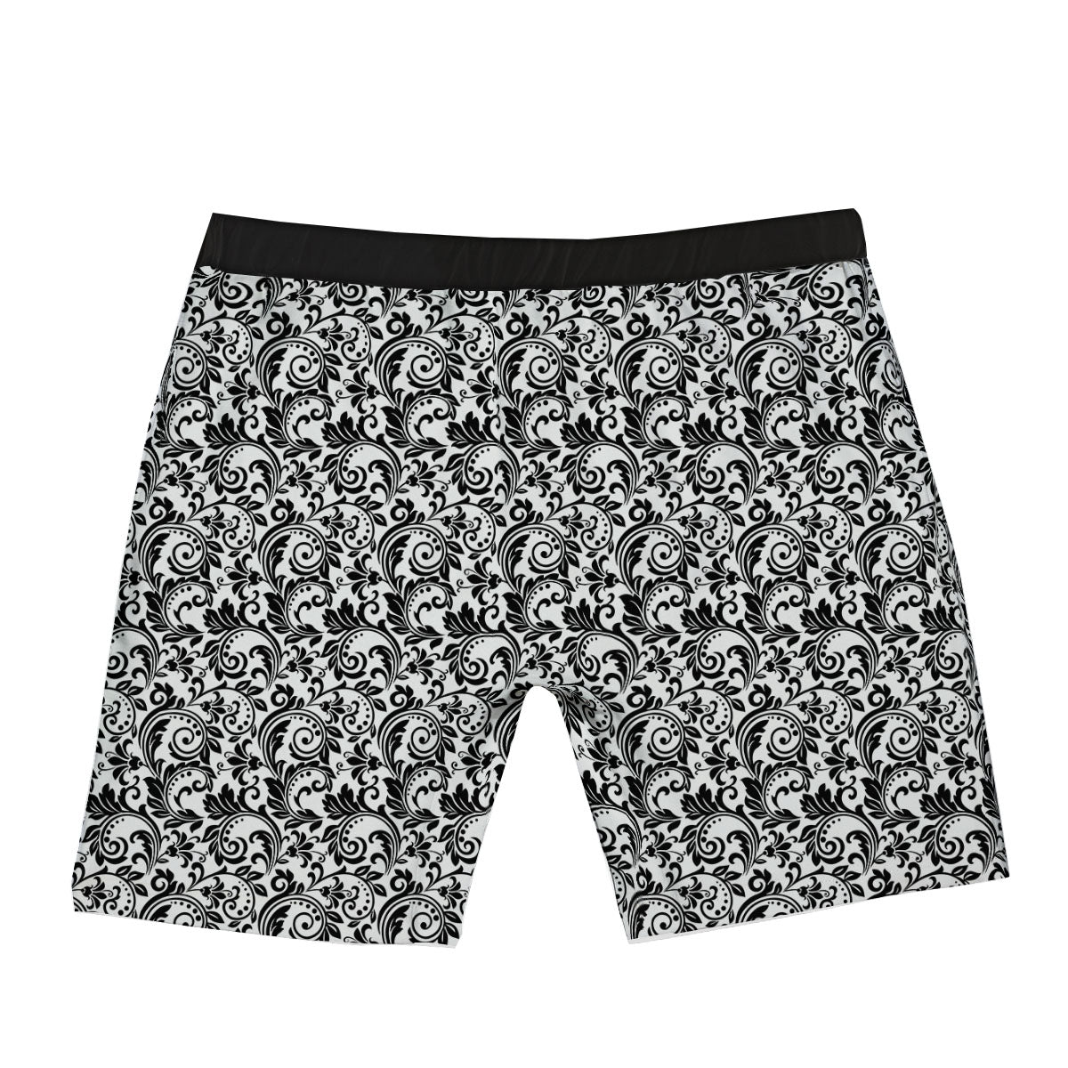 Western Flower White And Black Print Boxer Briefs-grizzshop