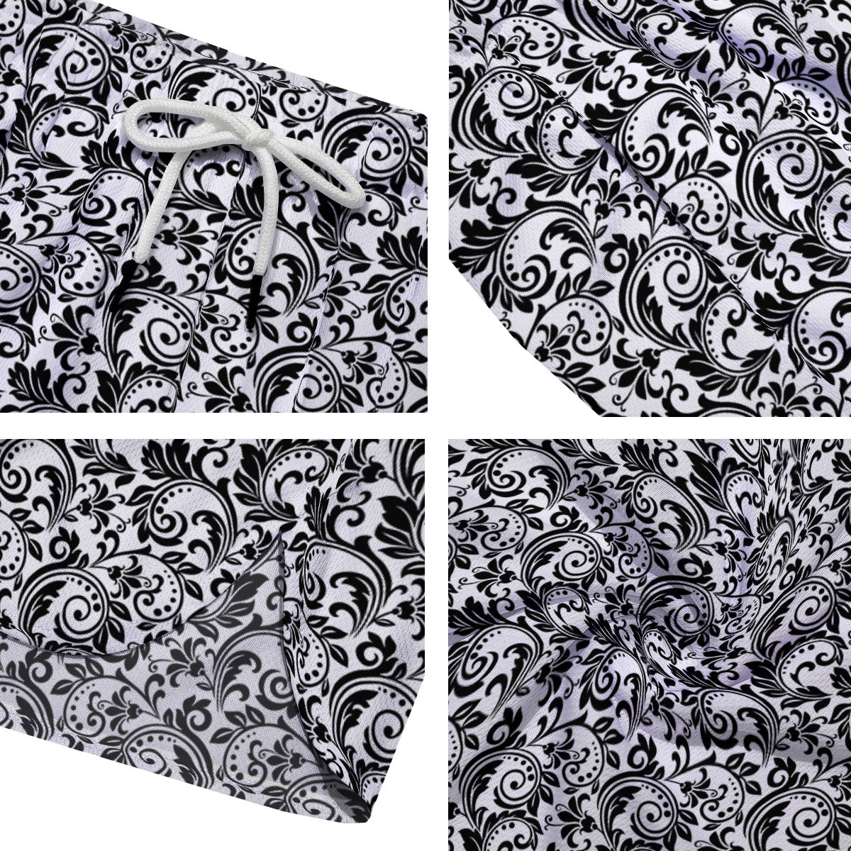 Western Flower White And Black Print Men's Running Shorts-grizzshop