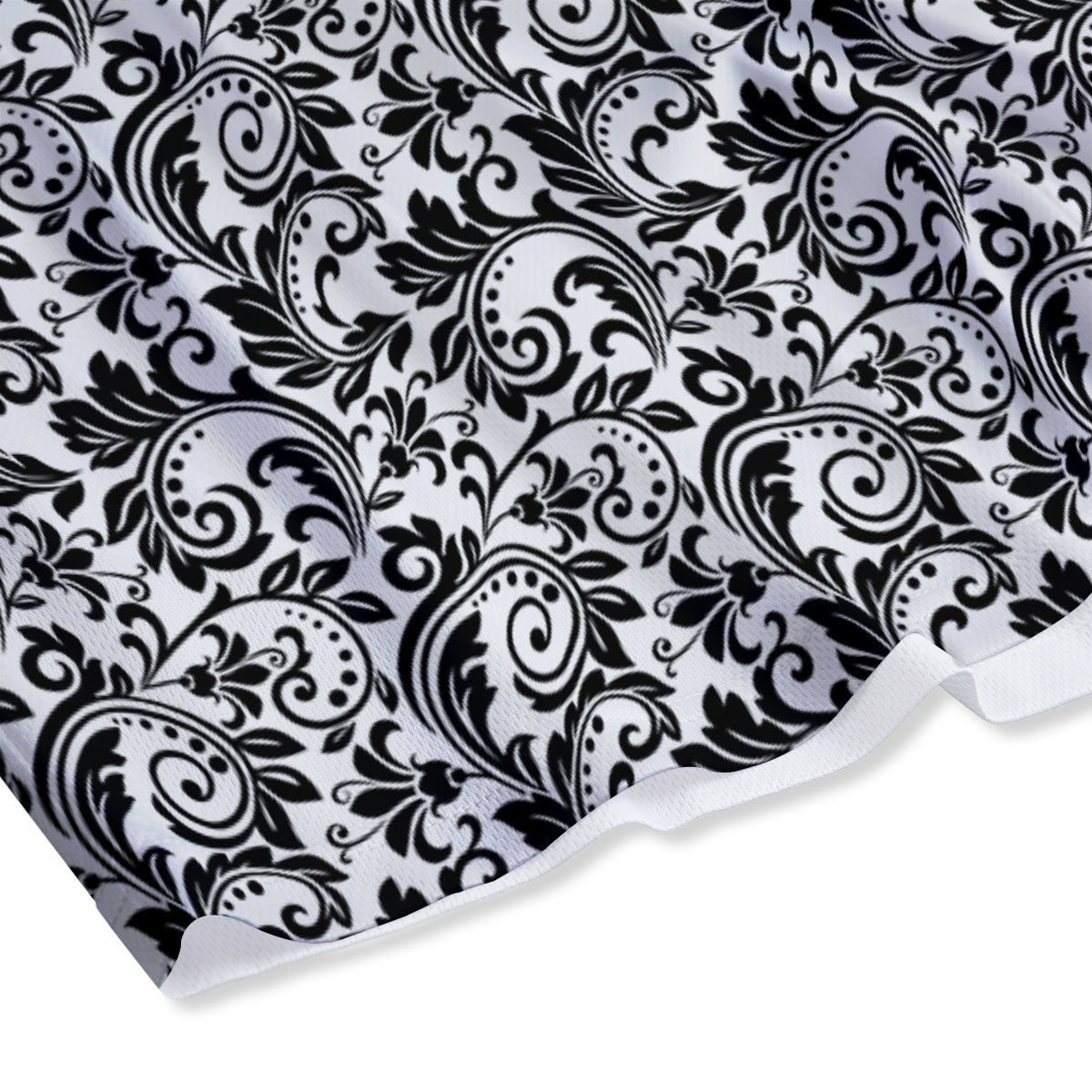 Western Flower White And Black Print Mesh Shorts-grizzshop