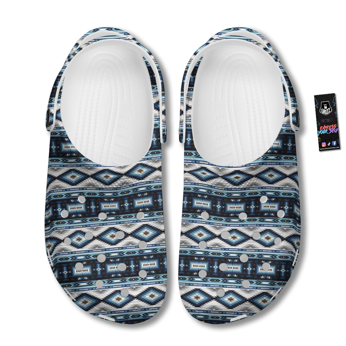 Western Navajo Blue Native Print Clog-grizzshop