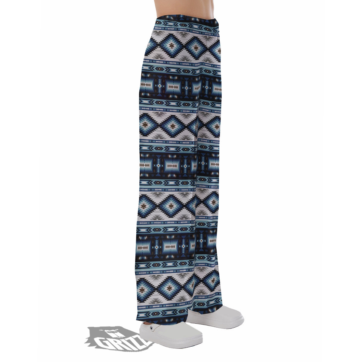 Western Navajo Blue Native Print Pajama Pants-grizzshop