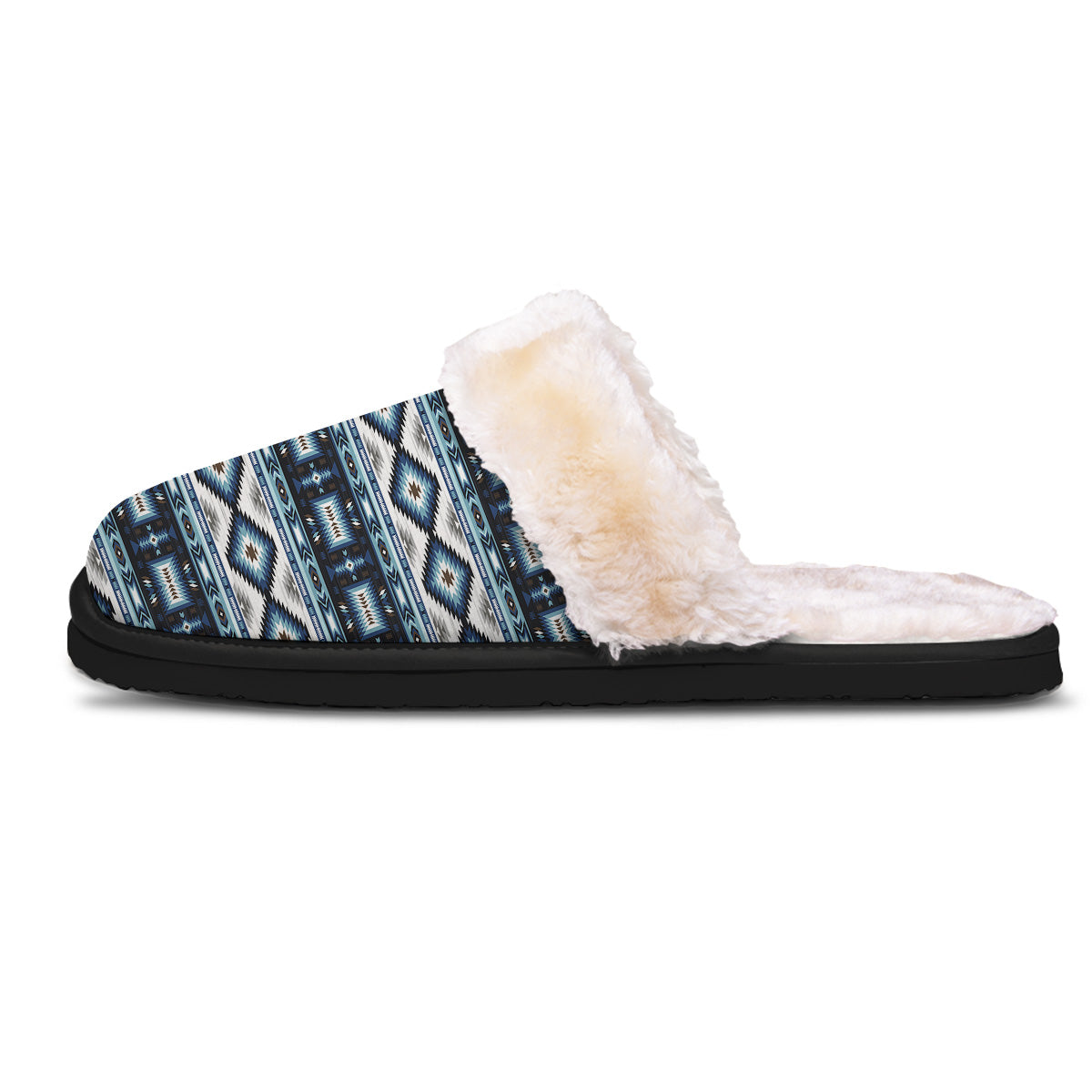Western Navajo Blue Native Print Slippers-grizzshop