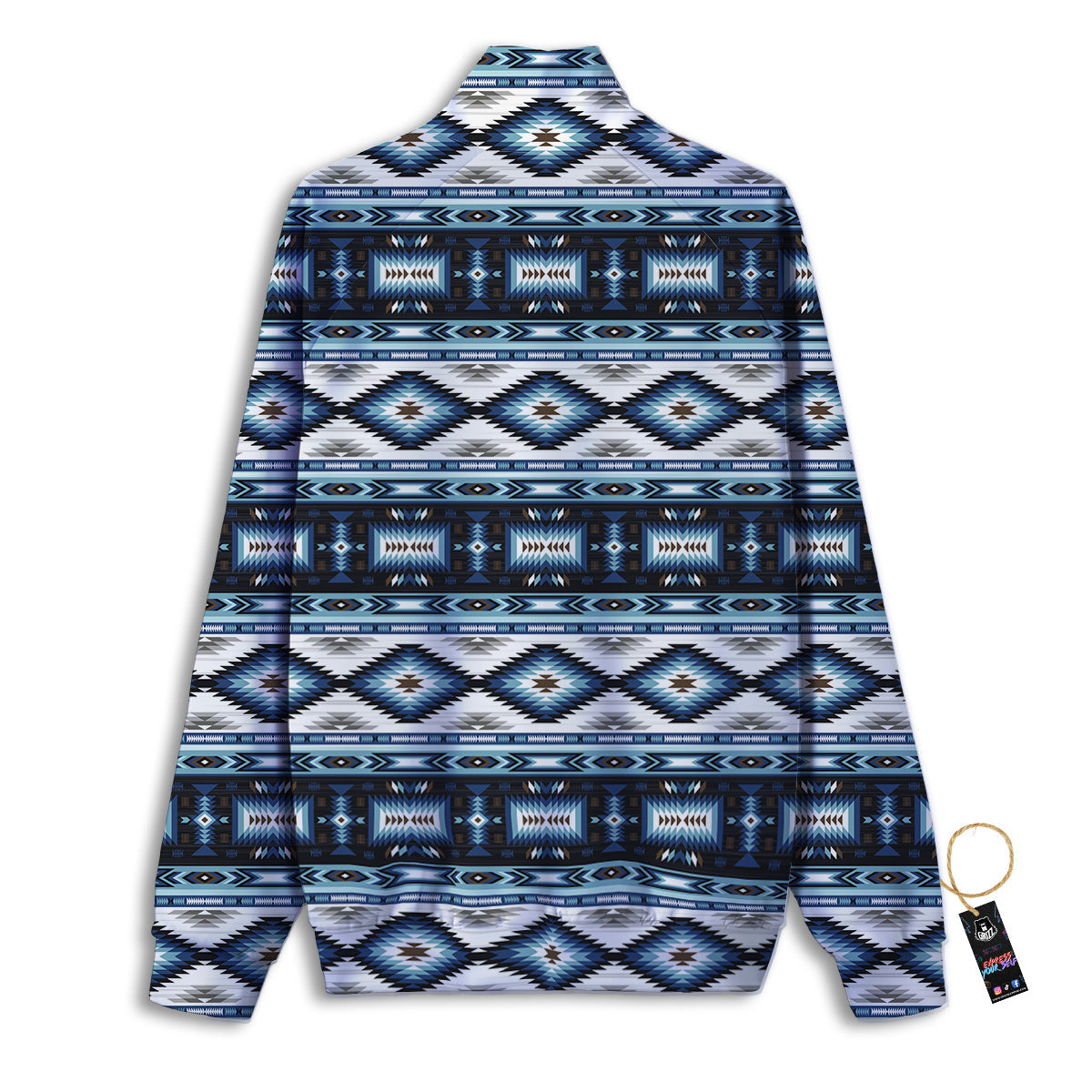 Western Navajo Blue Native Print Track Jacket-grizzshop