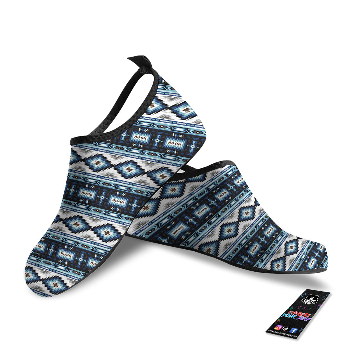 Western Navajo Blue Native Print Water Shoes-grizzshop