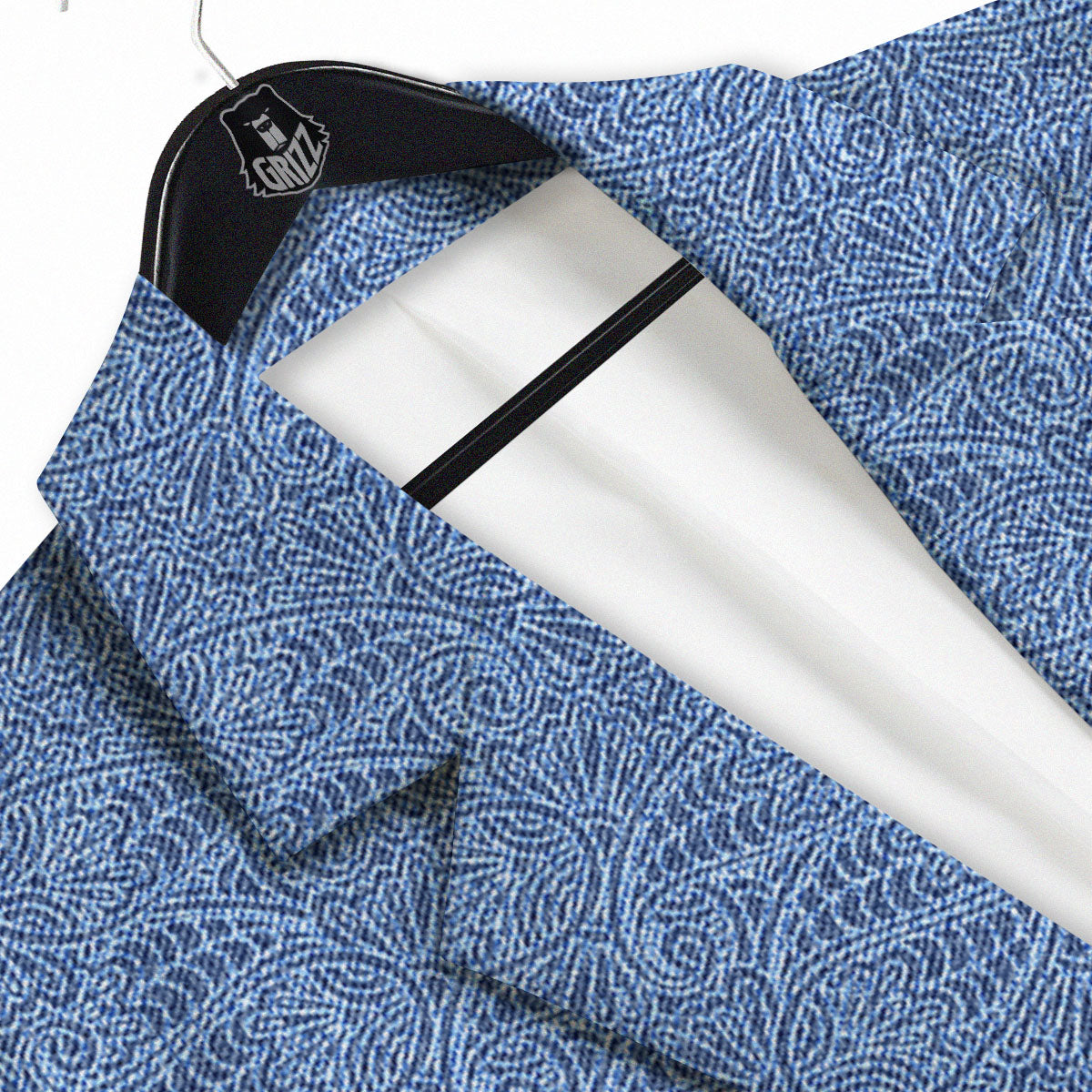 Western Paisley Blue Denim Print Men's Sport Coat-grizzshop
