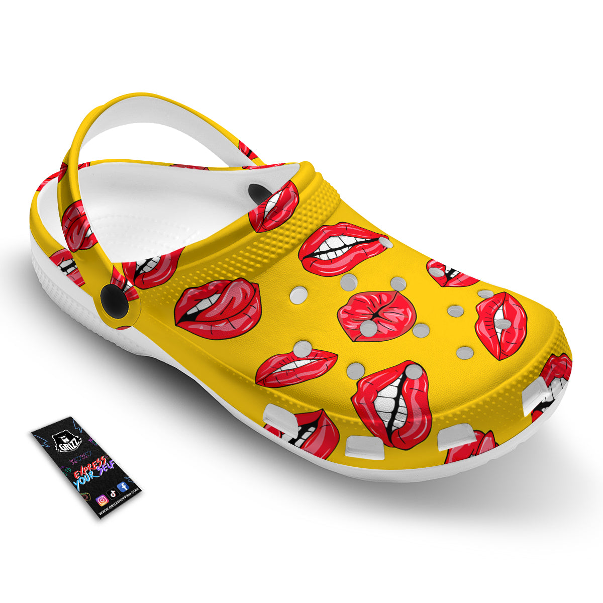 Wet Lips Print Pattern Clog-grizzshop