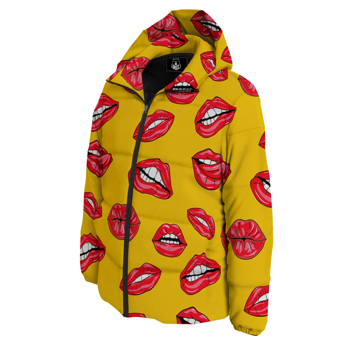 Wet Lips Print Pattern Down Jacket-grizzshop