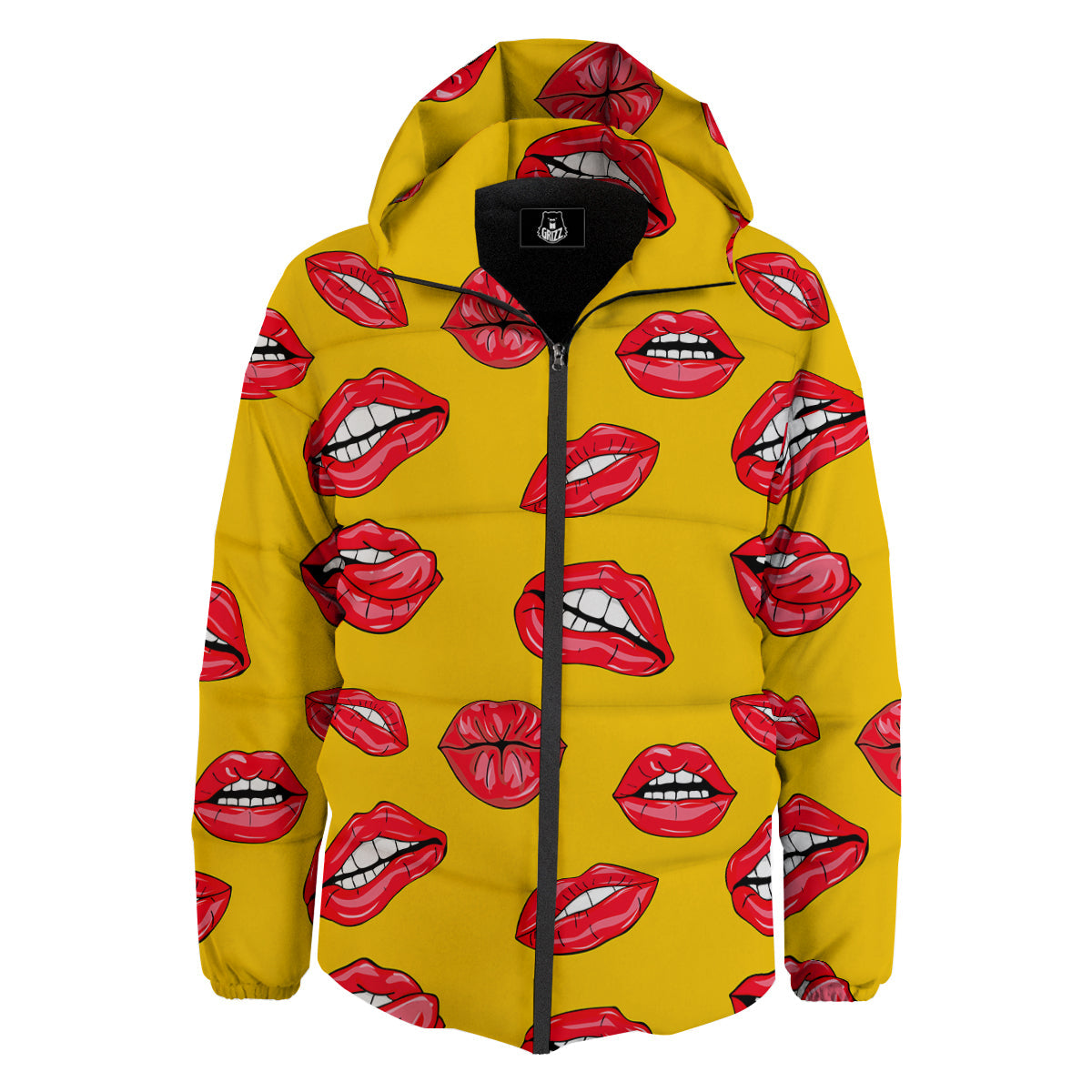 Wet Lips Print Pattern Down Jacket-grizzshop