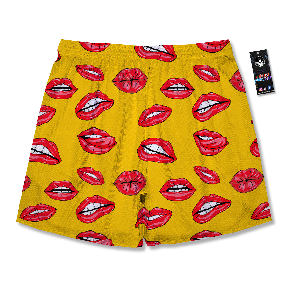 Wet Lips Print Pattern Men's Running Shorts-grizzshop