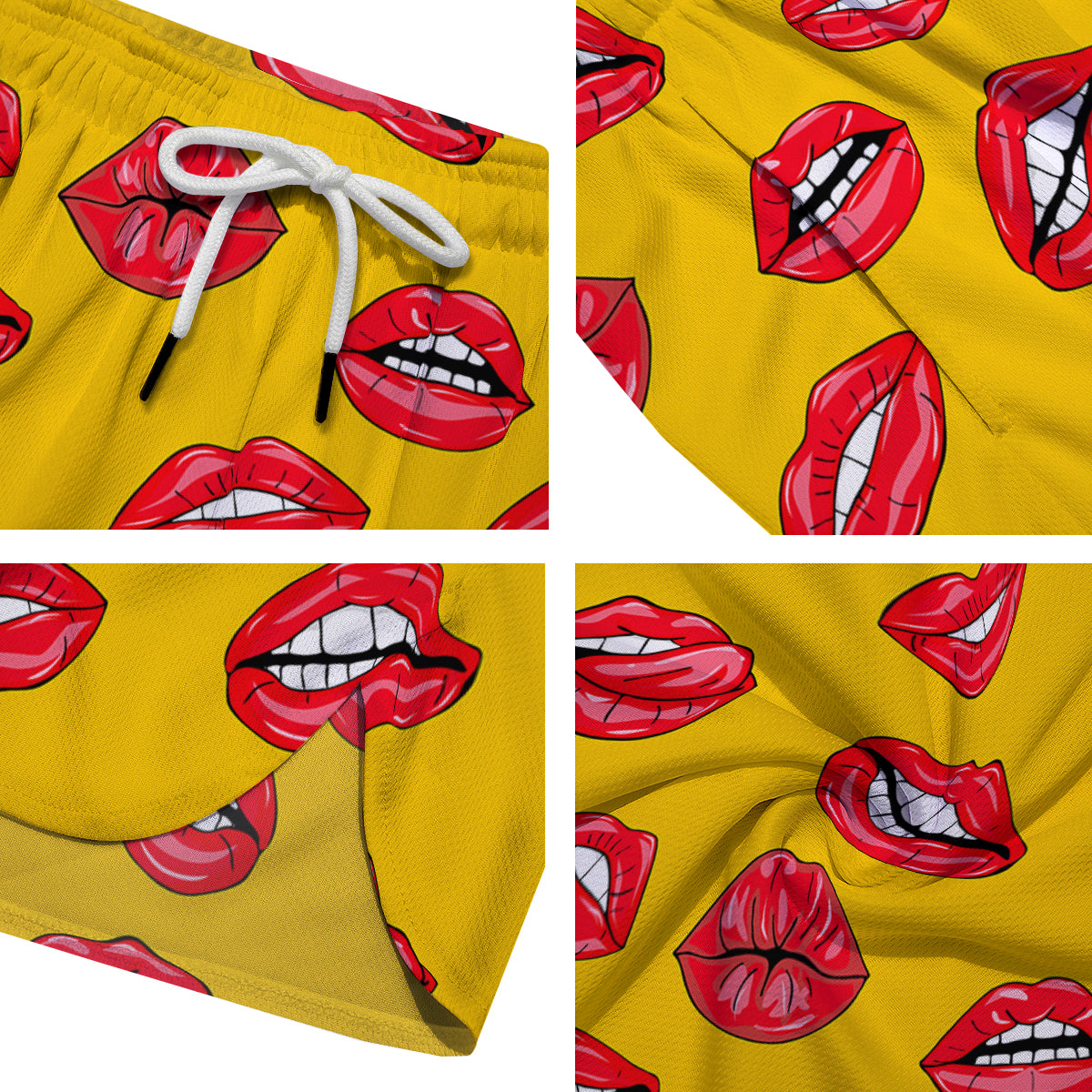 Wet Lips Print Pattern Men's Running Shorts-grizzshop