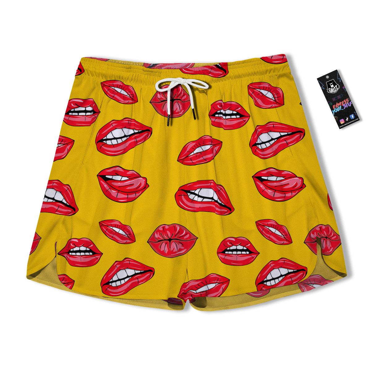 Wet Lips Print Pattern Men's Running Shorts-grizzshop