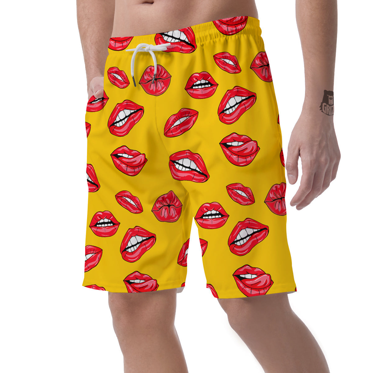 Wet Lips Print Pattern Men's Shorts-grizzshop