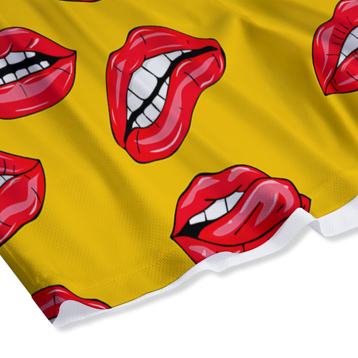 Wet Lips Print Pattern Mesh Shorts-grizzshop