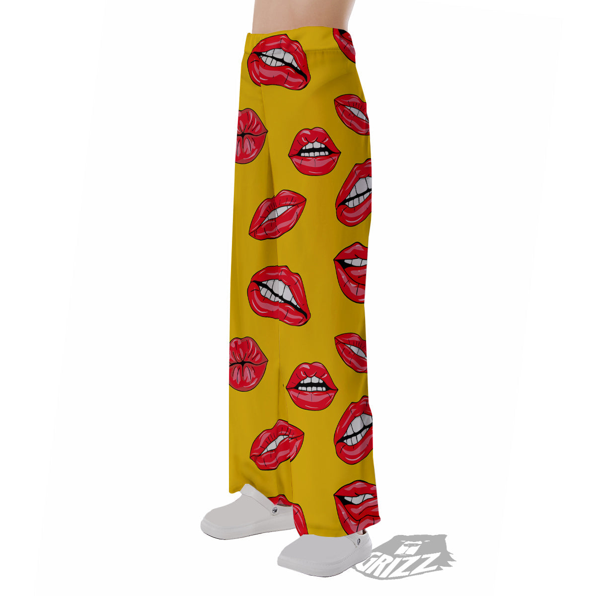 Wet Lips Print Pattern Pajama Pants-grizzshop