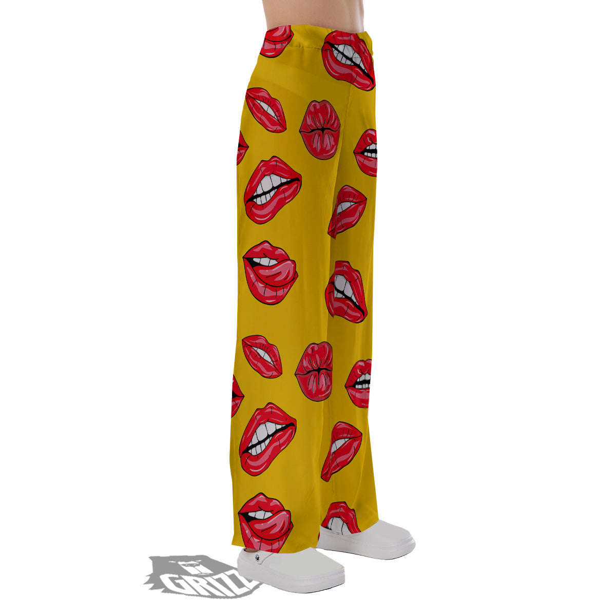 Wet Lips Print Pattern Pajama Pants-grizzshop