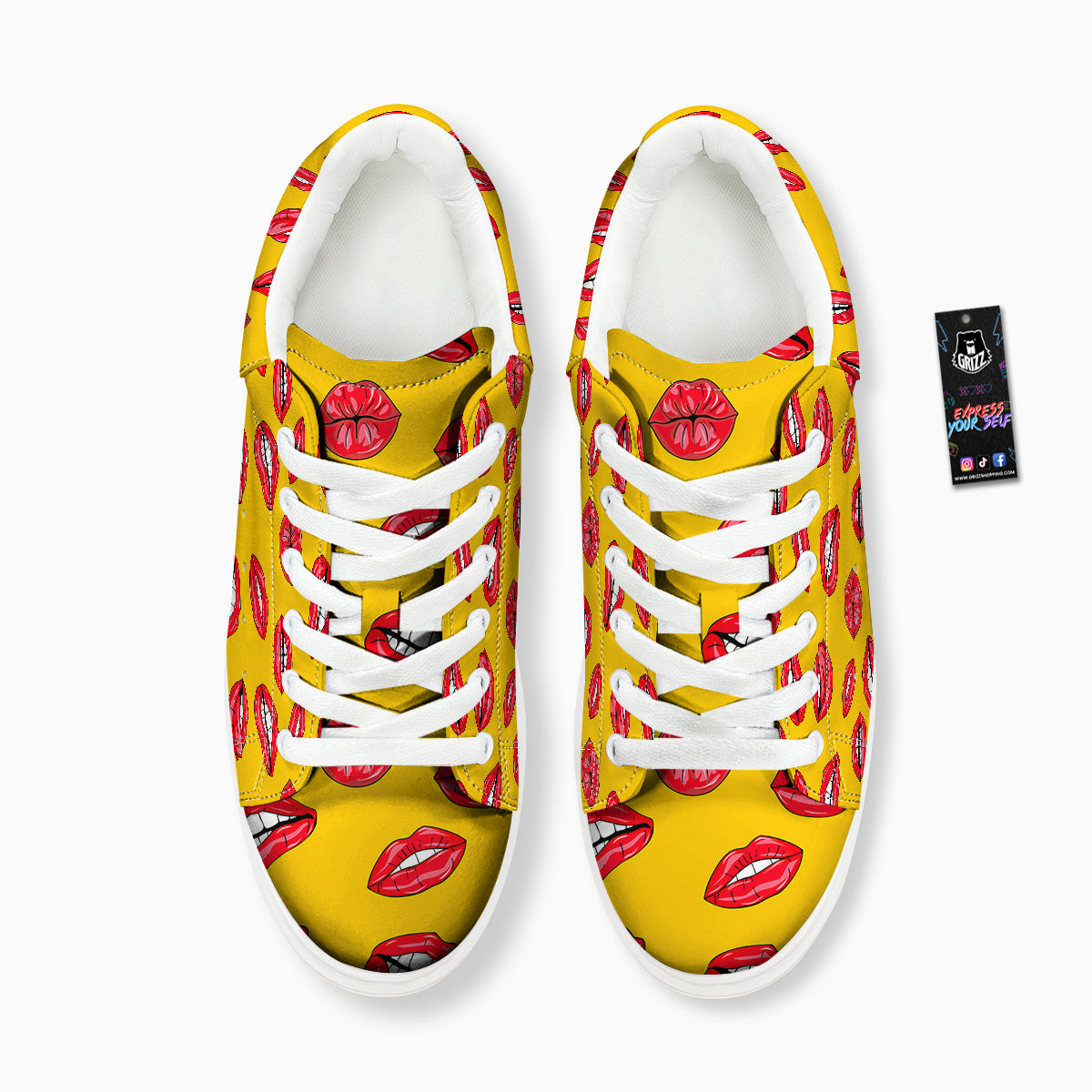 Wet Lips Print Pattern Platform Shoes-grizzshop