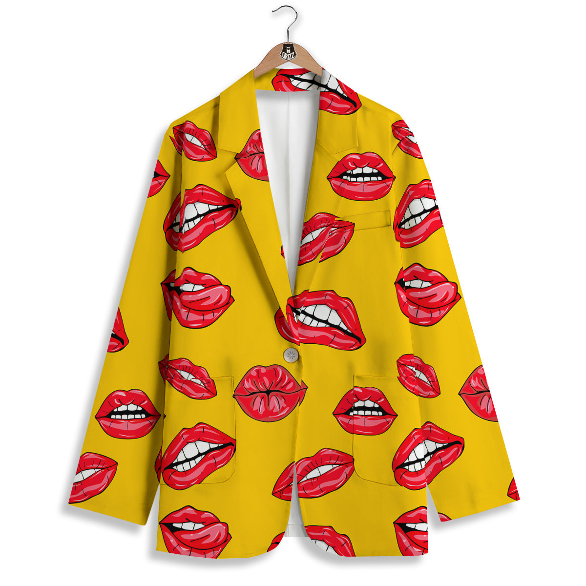 Wet Lips Print Pattern Women's Blazer-grizzshop