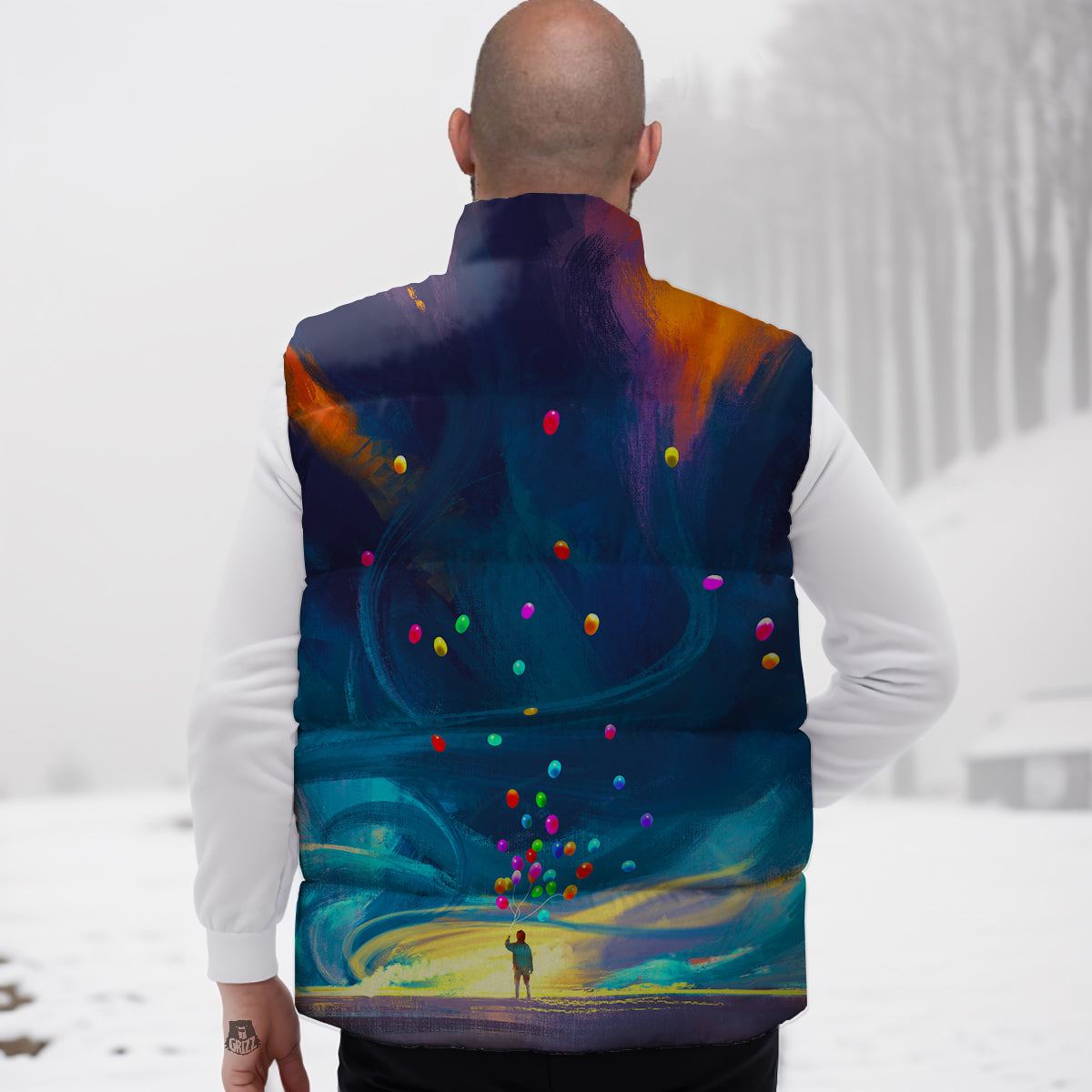 Whale Humpback Pattern Print Down Vest-grizzshop