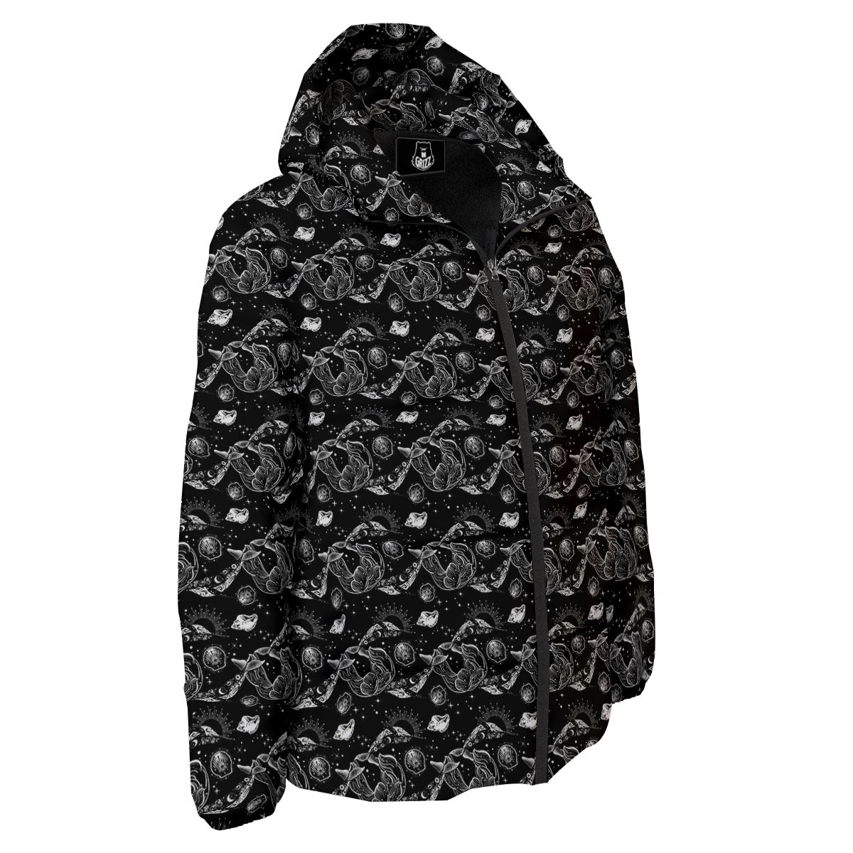 Whales and Dolphin Boho Print Pattern Down Jacket-grizzshop