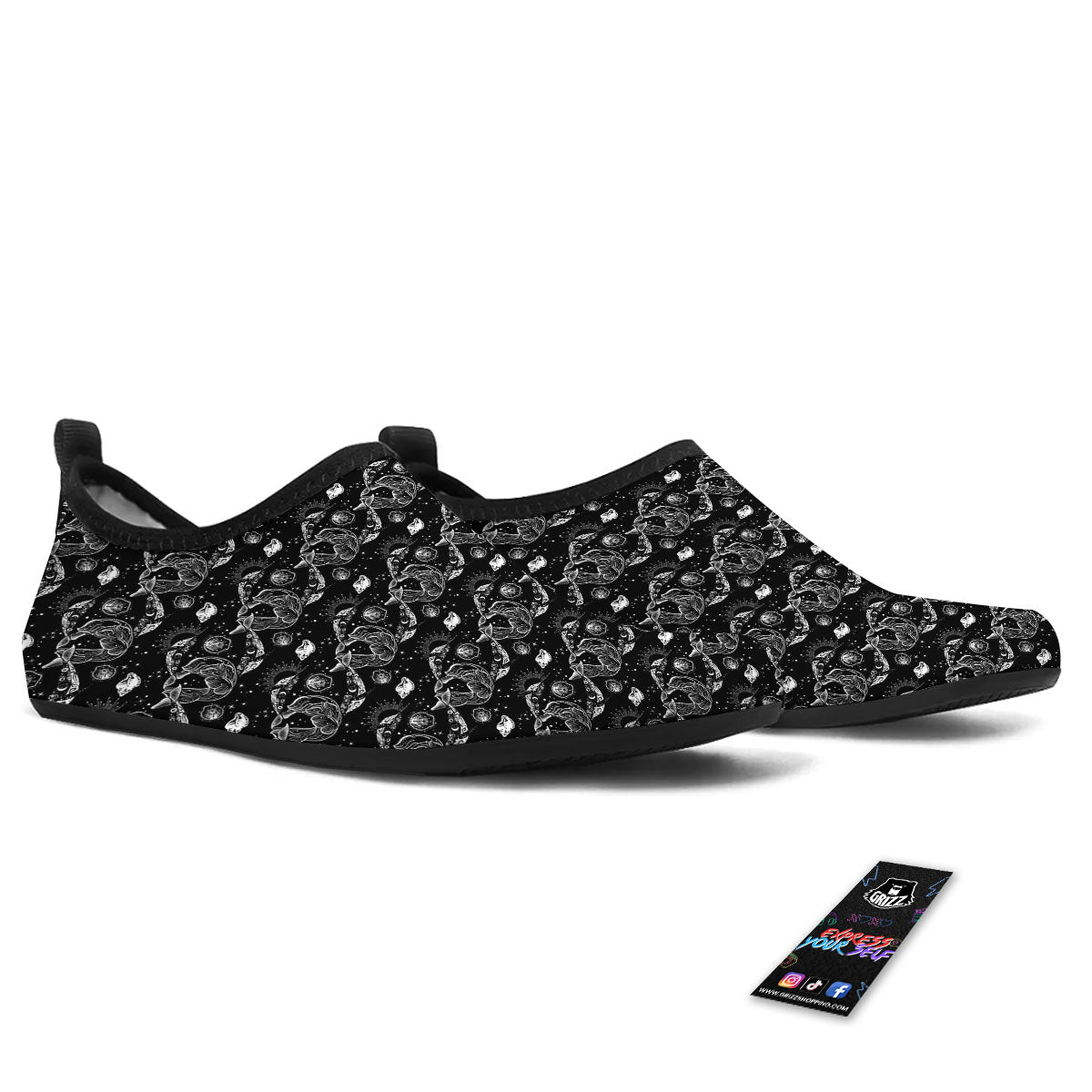 Whales and Dolphin Boho Print Pattern Water Shoes-grizzshop