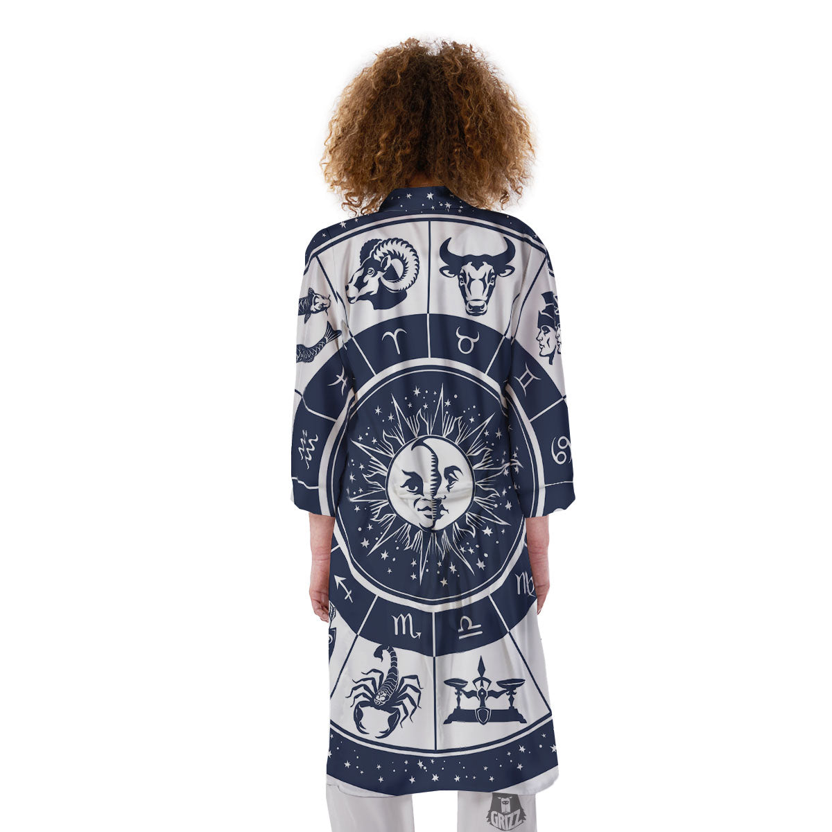 Wheel Zodiac Signs Print Kimono-grizzshop