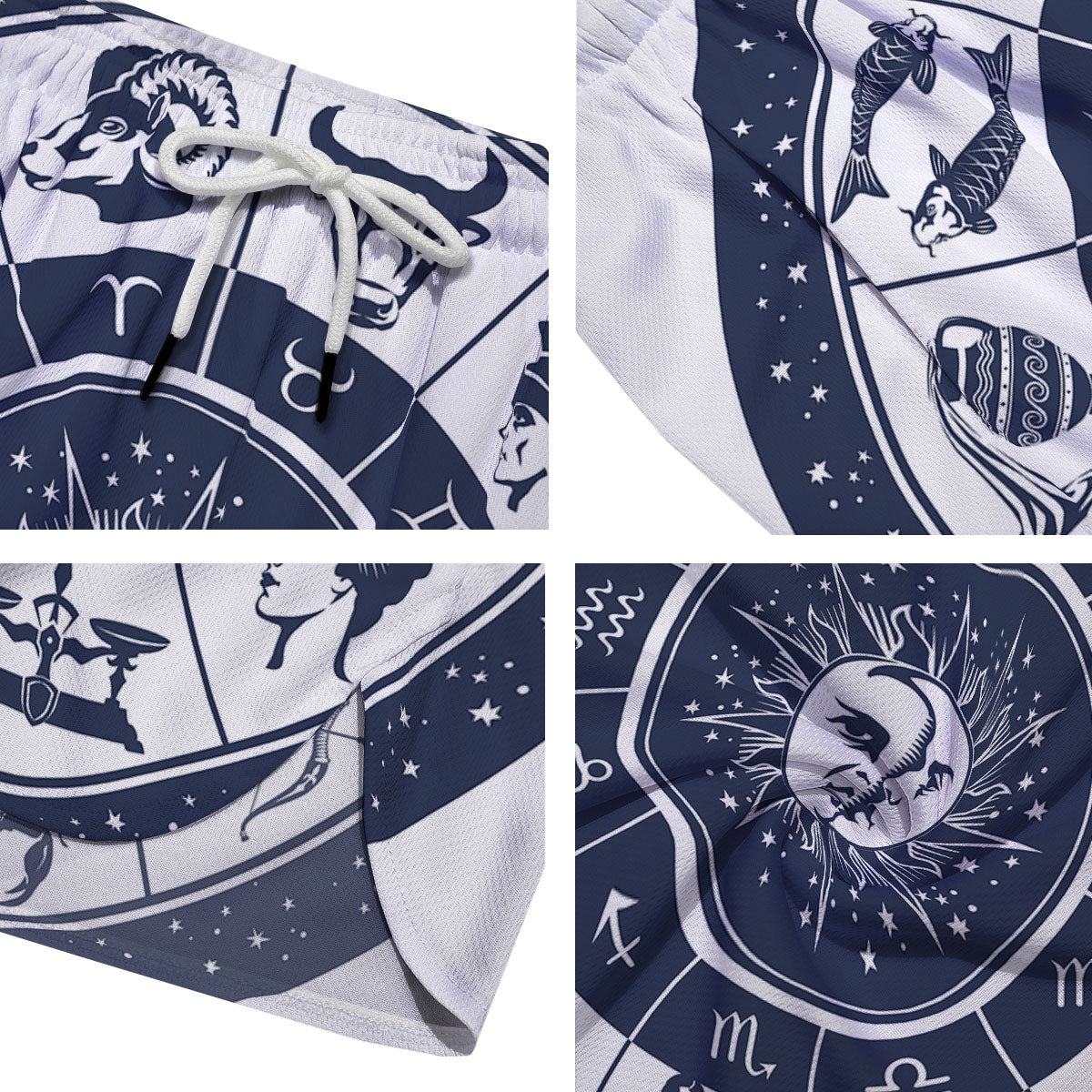 Wheel Zodiac Signs Print Men's Running Shorts-grizzshop