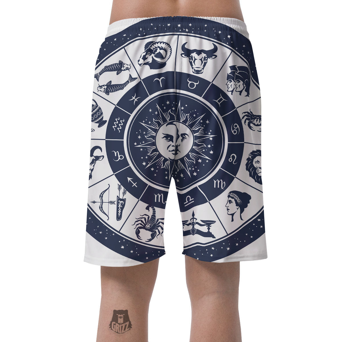 Wheel Zodiac Signs Print Men's Shorts-grizzshop