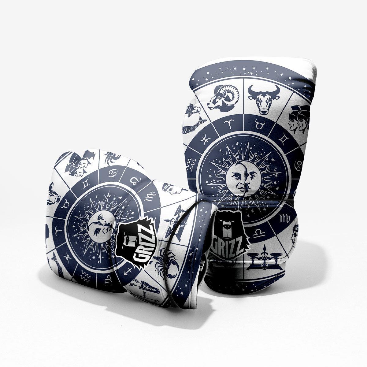 Zodiac Wheel Symbols Print Boxing Gloves