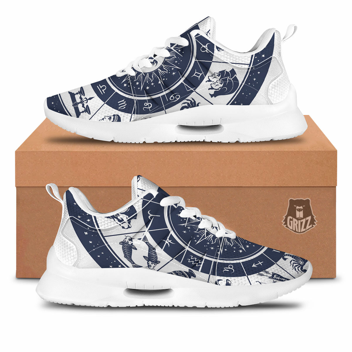 Wheel Zodiac Signs Print Tennis Shoes-grizzshop