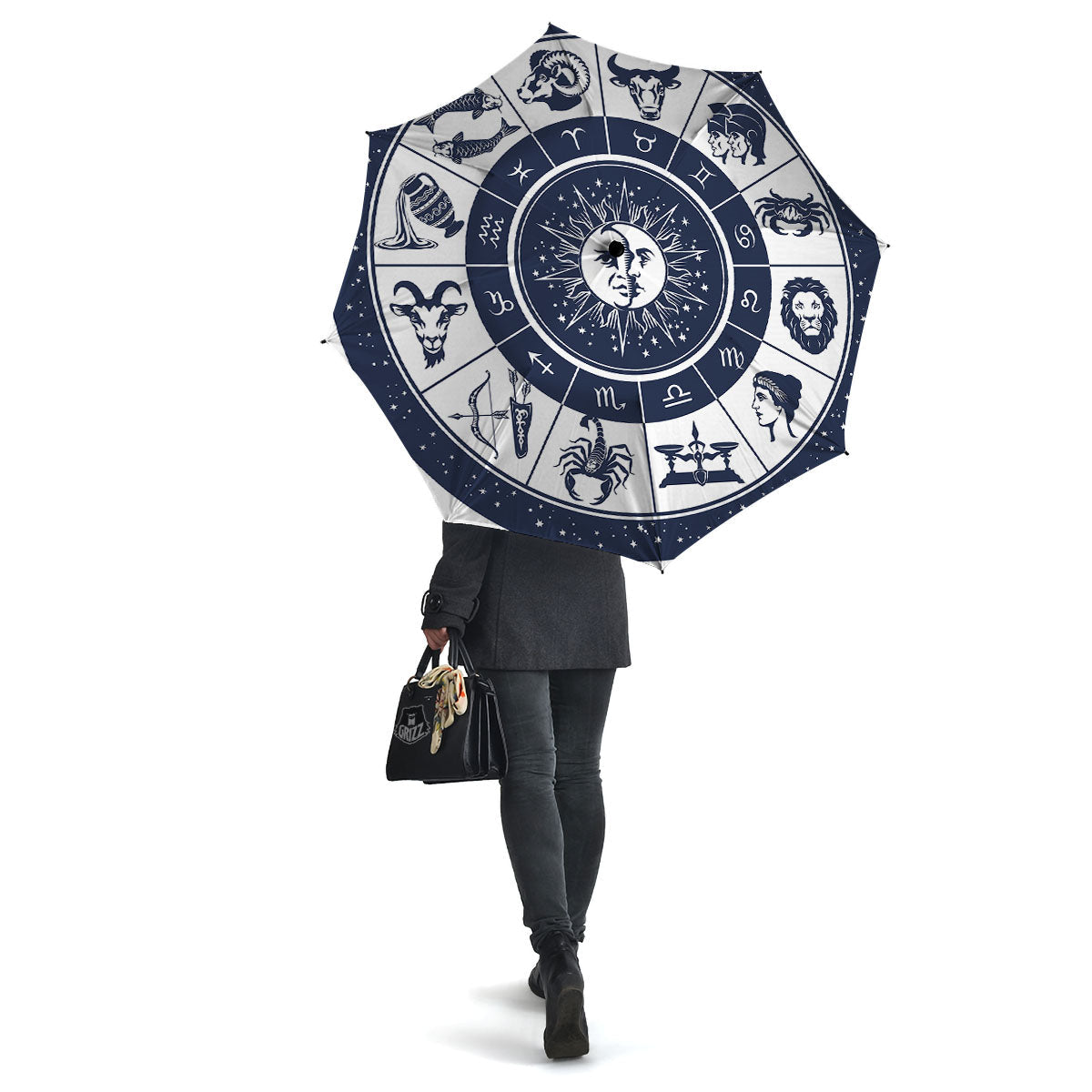 Wheel Zodiac Signs Print Umbrella-grizzshop