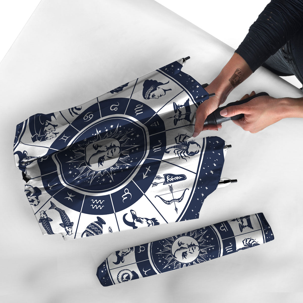 Wheel Zodiac Signs Print Umbrella-grizzshop