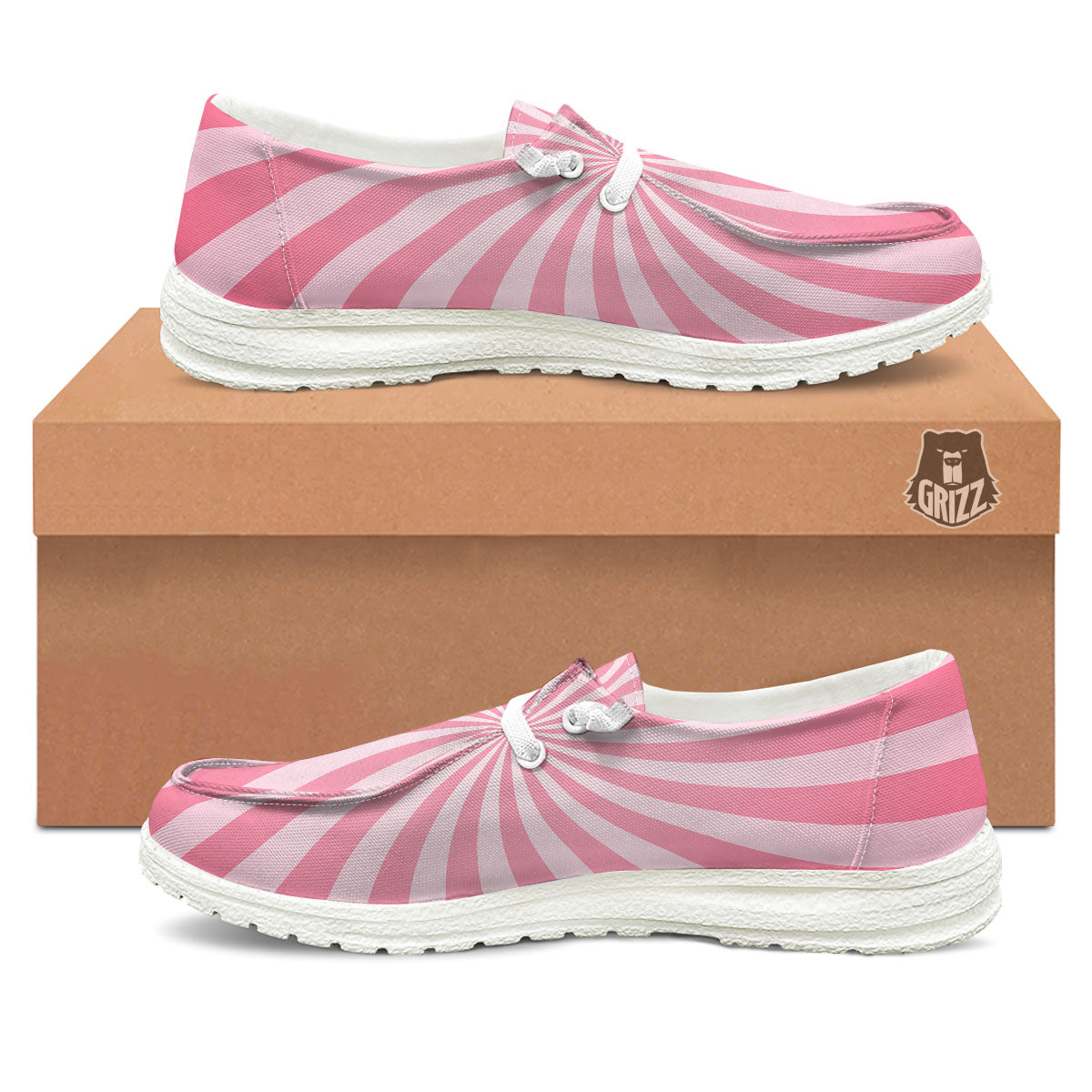 Whirlpool Spiral Pink Print Black Loafers-grizzshop