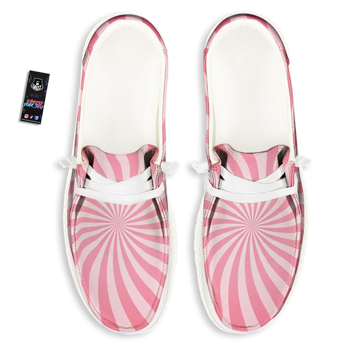 Whirlpool Spiral Pink Print Black Loafers-grizzshop