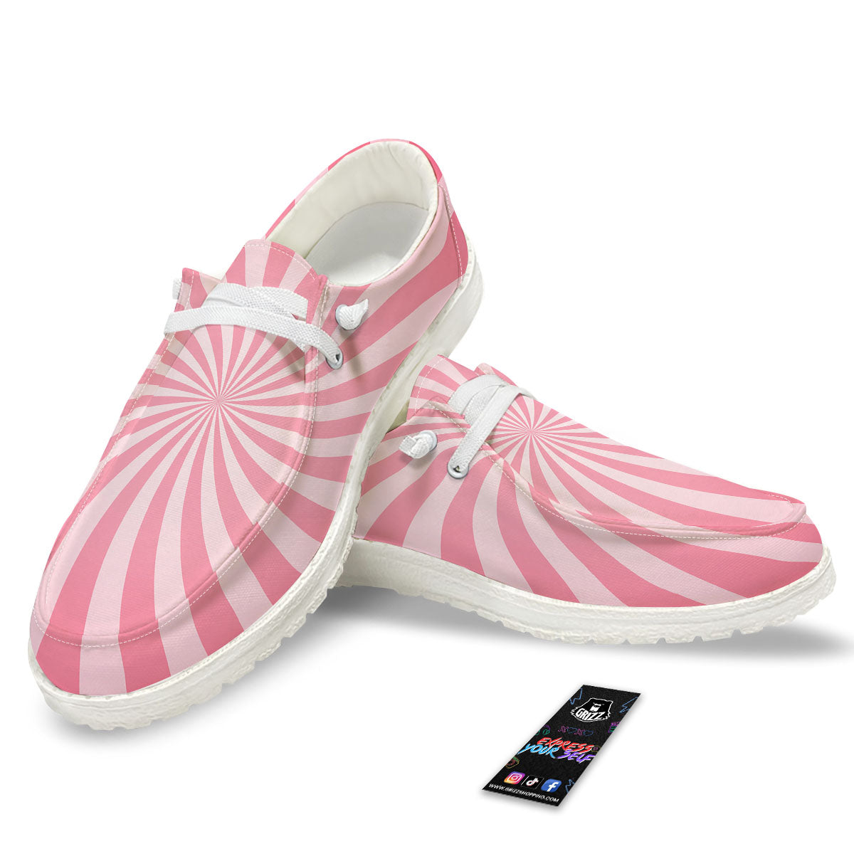Whirlpool Spiral Pink Print Black Loafers-grizzshop