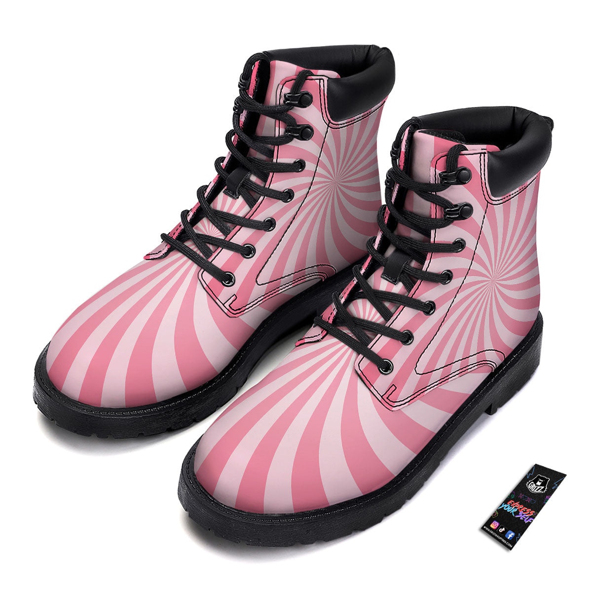 Whirlpool Spiral Pink Print Boots-grizzshop