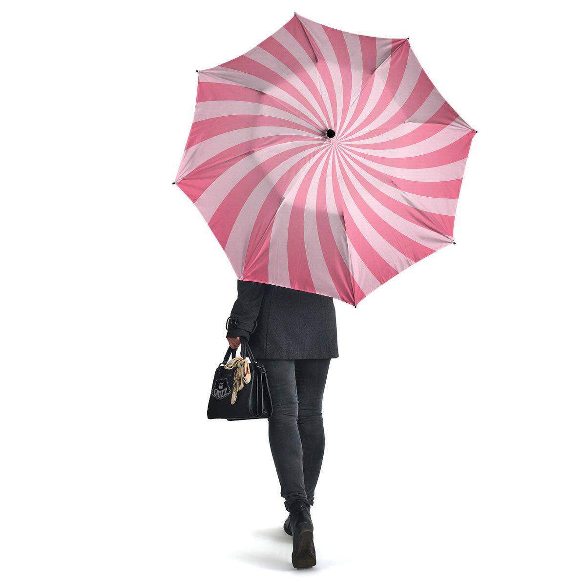 Whirlpool Spiral Pink Print Umbrella-grizzshop