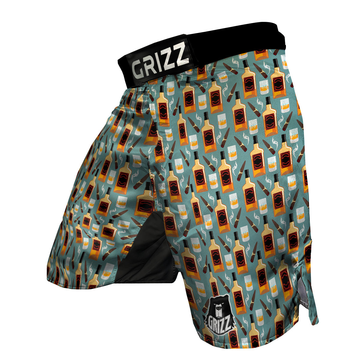 Whisky And Cigar Print Pattern MMA Shorts-grizzshop